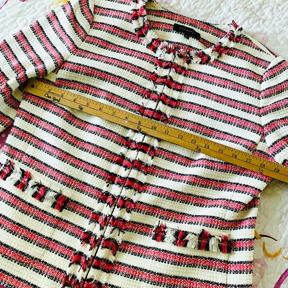 Talbots Tweed Stripe Blazer Cranberry and Cream Size 10 EUC - Picture 9 of 12